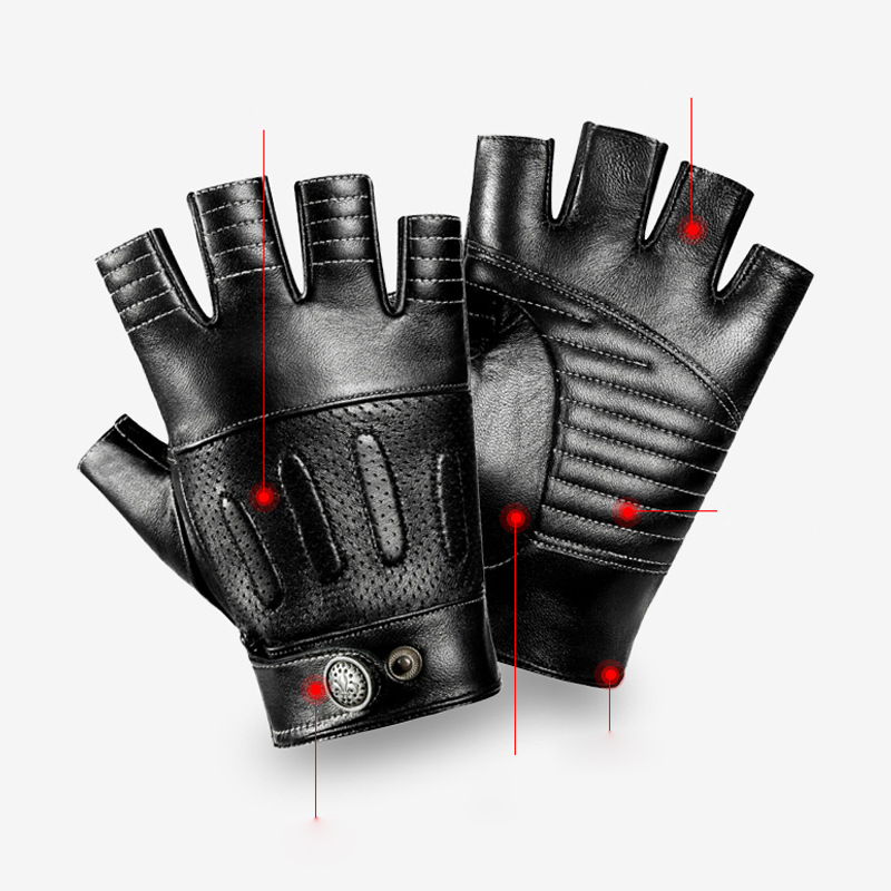 Semi-Finger Real Leather Glove - Leather Driving Glove review and price